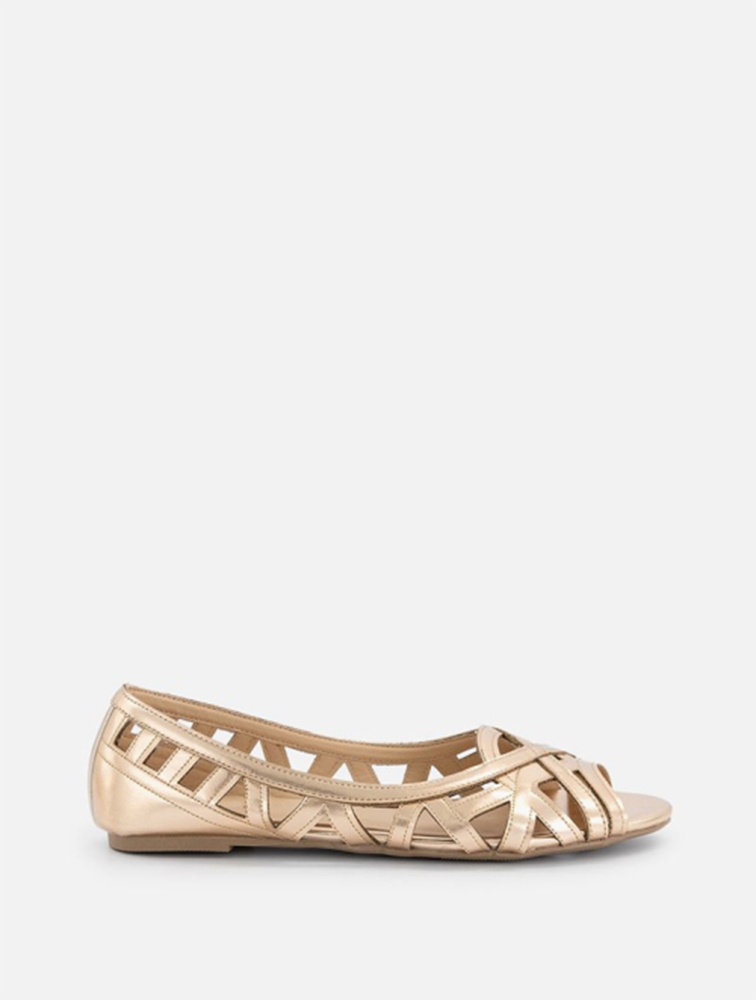 Gold flat peep toe 2025 shoes